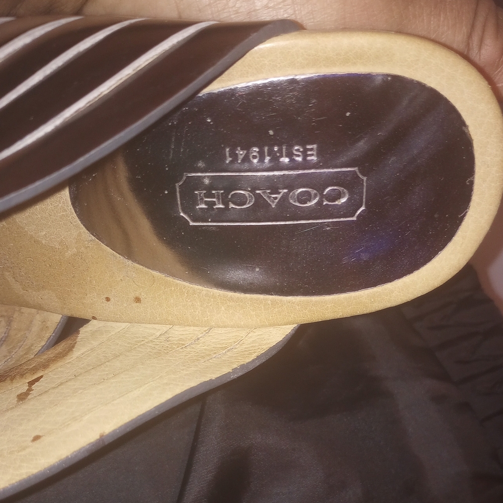 Coach Striped Black and Silver Sandals